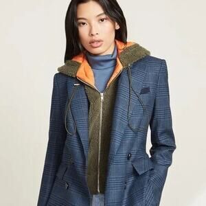 NEW Veronica Beard Oakleigh Zip Hooded Fleece Dickey Army Green